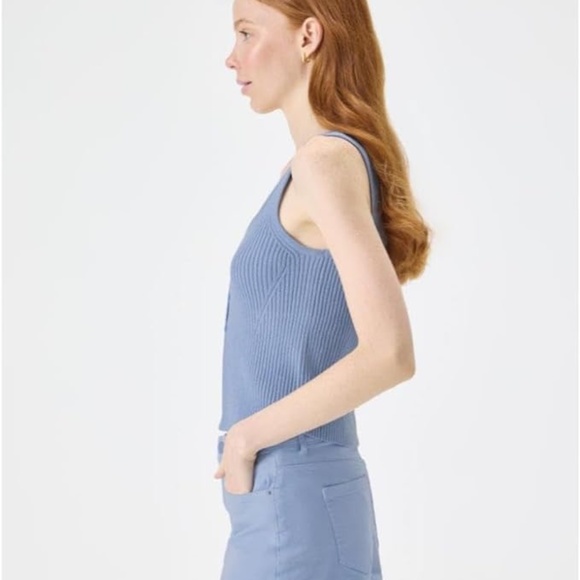 NWT florence by mills Bright Side Peek-a-Boo Button Up Tank M Endless Sky - Picture 3 of 9